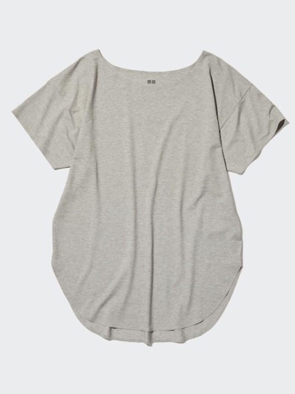 Uniqlo AIRism Seamless Boat Neck Short-Sleeve T-Shirt in Gray Heather Women’s M